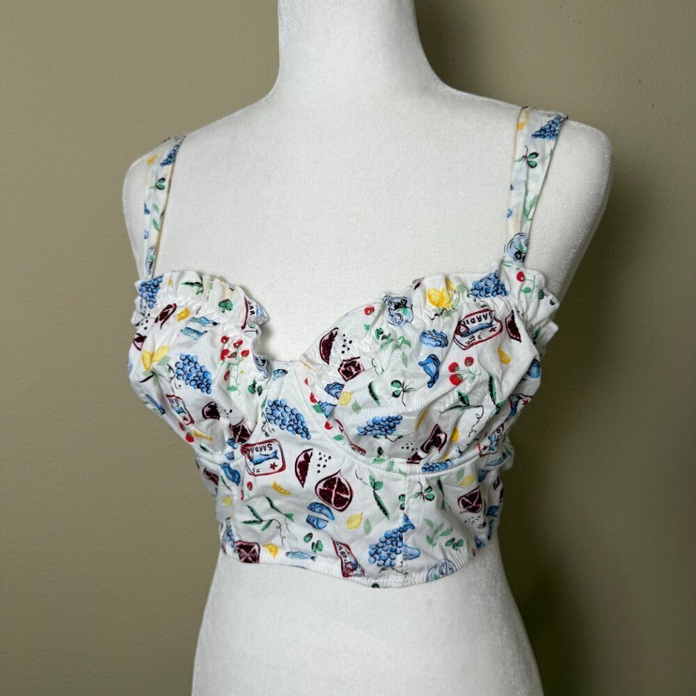 COLSIE Corset Bralette Top Coastal Travel Theme Print Size Small - Picture 2 of 9